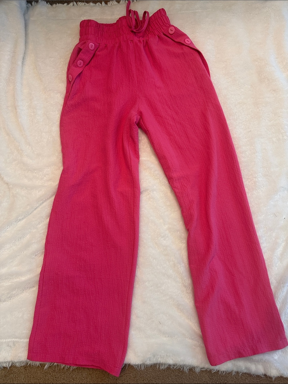 SHEIN Straight-Leg Drawstring Pants in Hot Pink sz small